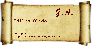 Güns Alida névjegykártya
